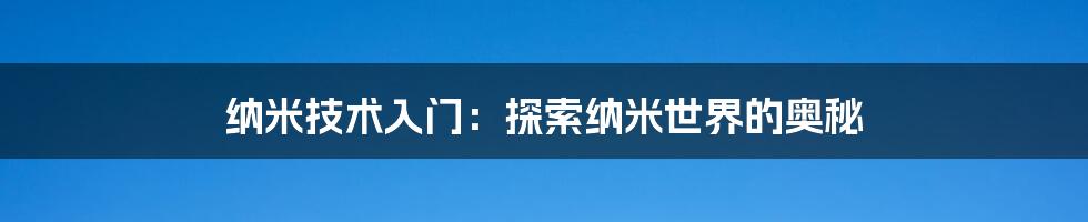 纳米技术入门：探索纳米世界的奥秘