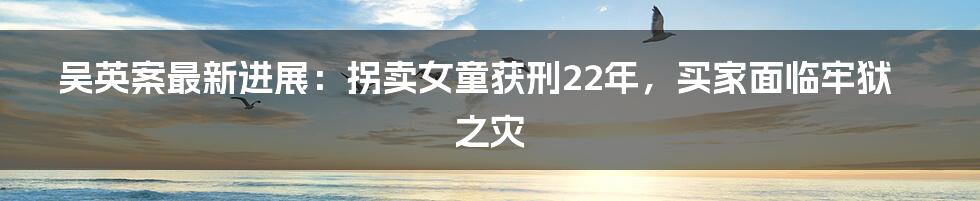 吴英案最新进展：拐卖女童获刑22年，买家面临牢狱之灾