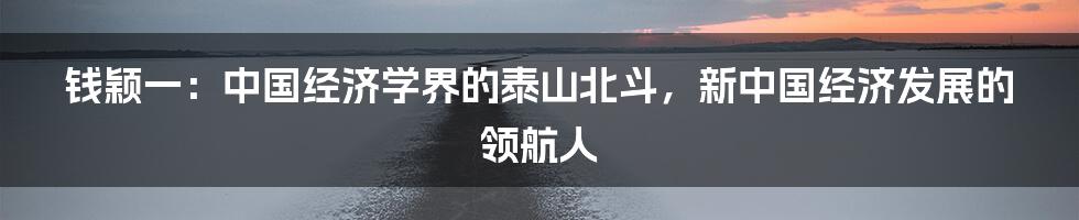 钱颖一：中国经济学界的泰山北斗，新中国经济发展的领航人