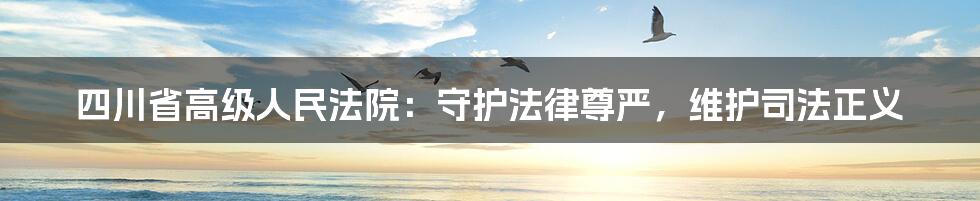 四川省高级人民法院：守护法律尊严，维护司法正义