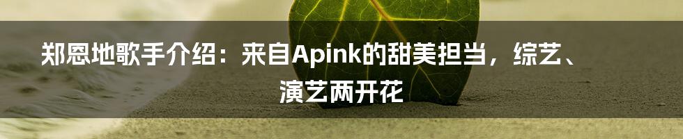 郑恩地歌手介绍：来自Apink的甜美担当，综艺、演艺两开花