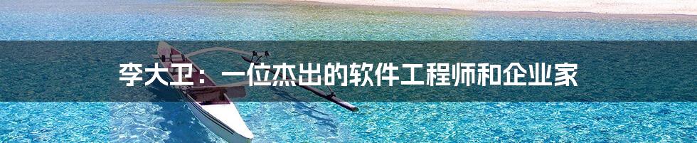 李大卫：一位杰出的软件工程师和企业家