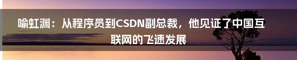 喻虹渊：从程序员到CSDN副总裁，他见证了中国互联网的飞速发展