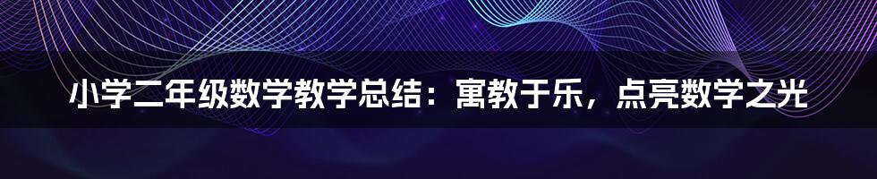 小学二年级数学教学总结：寓教于乐，点亮数学之光