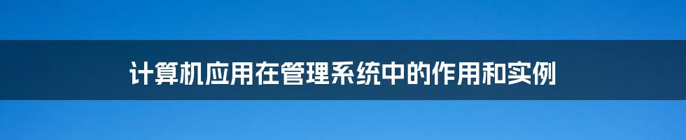 计算机应用在管理系统中的作用和实例