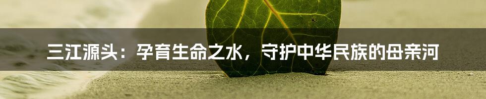 三江源头：孕育生命之水，守护中华民族的母亲河