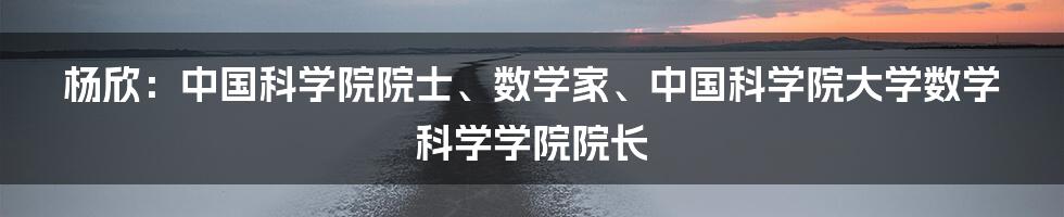 杨欣：中国科学院院士、数学家、中国科学院大学数学科学学院院长