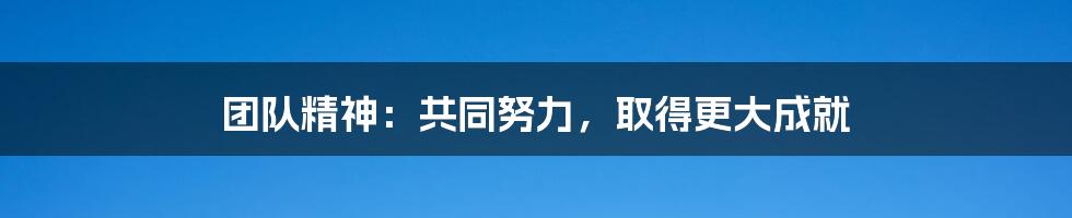 团队精神：共同努力，取得更大成就