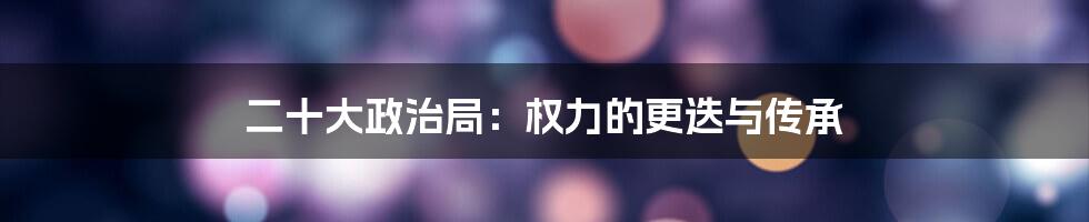 二十大政治局：权力的更迭与传承