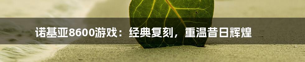 诺基亚8600游戏：经典复刻，重温昔日辉煌