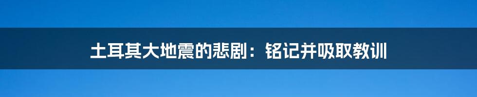 土耳其大地震的悲剧：铭记并吸取教训