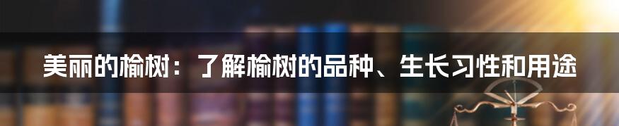 美丽的榆树：了解榆树的品种、生长习性和用途