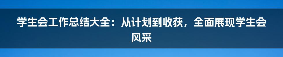 学生会工作总结大全：从计划到收获，全面展现学生会风采