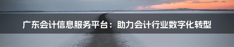 广东会计信息服务平台：助力会计行业数字化转型