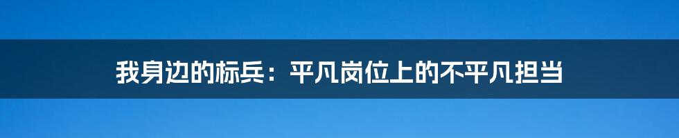 我身边的标兵：平凡岗位上的不平凡担当