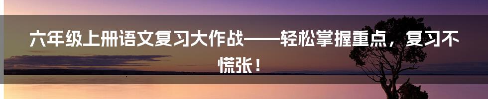 六年级上册语文复习大作战——轻松掌握重点，复习不慌张！