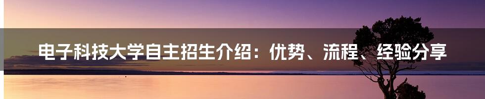 电子科技大学自主招生介绍：优势、流程、经验分享