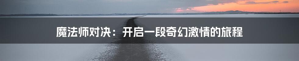 魔法师对决：开启一段奇幻激情的旅程