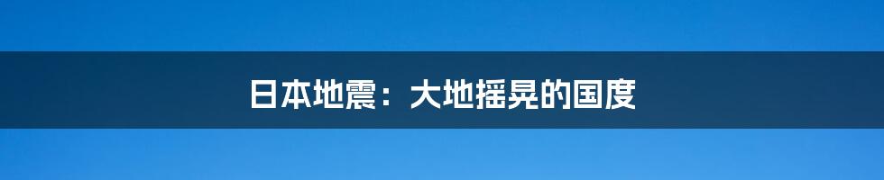 日本地震：大地摇晃的国度