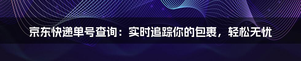 京东快递单号查询：实时追踪你的包裹，轻松无忧