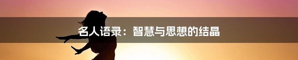 名人语录：智慧与思想的结晶