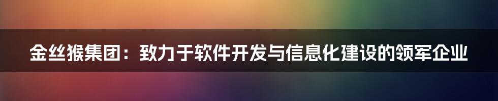 金丝猴集团：致力于软件开发与信息化建设的领军企业