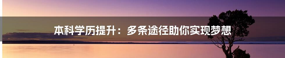 本科学历提升：多条途径助你实现梦想