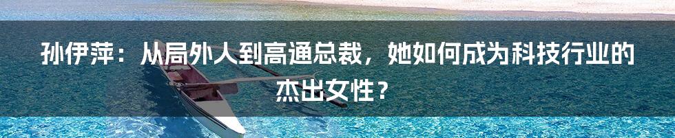 孙伊萍：从局外人到高通总裁，她如何成为科技行业的杰出女性？