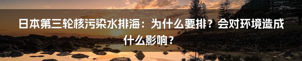 日本第三轮核污染水排海：为什么要排？会对环境造成什么影响？