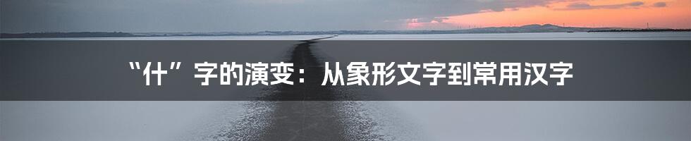 “什”字的演变：从象形文字到常用汉字