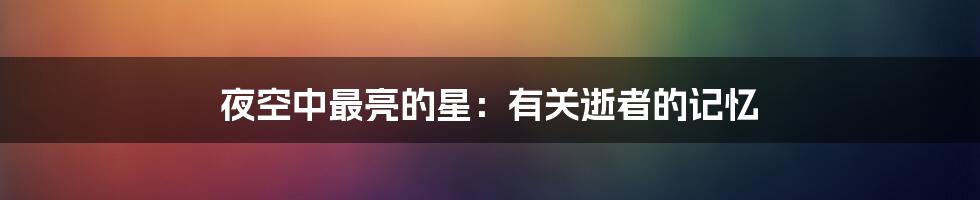 夜空中最亮的星：有关逝者的记忆