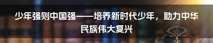 少年强则中国强——培养新时代少年，助力中华民族伟大复兴