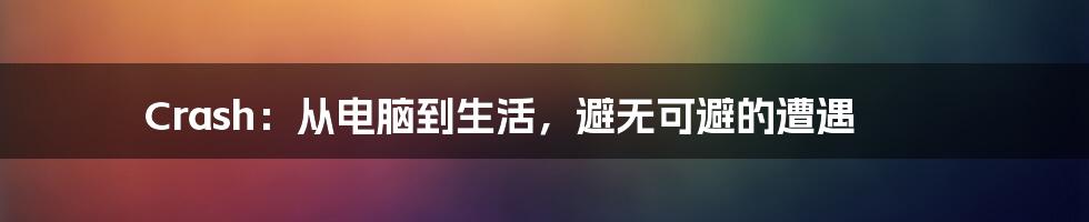 Crash：从电脑到生活，避无可避的遭遇