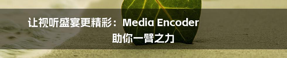 让视听盛宴更精彩：Media Encoder 助你一臂之力