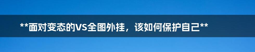 **面对变态的VS全图外挂，该如何保护自己**