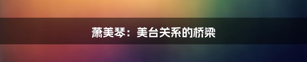 萧美琴：美台关系的桥梁