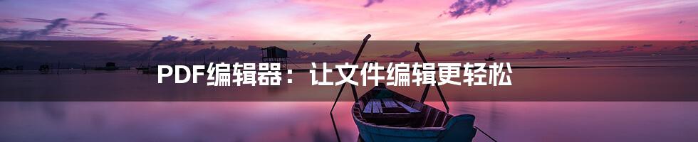 PDF编辑器：让文件编辑更轻松