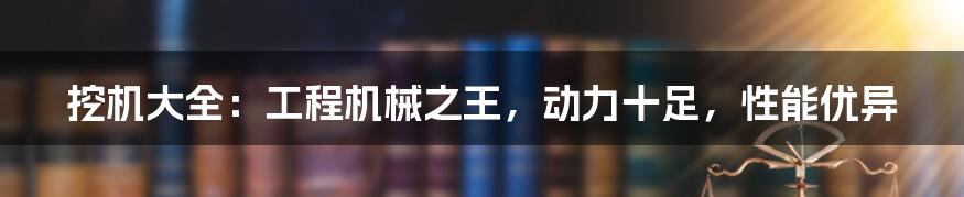 挖机大全：工程机械之王，动力十足，性能优异