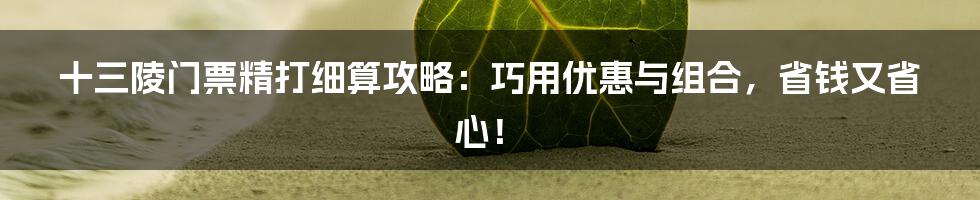 十三陵门票精打细算攻略：巧用优惠与组合，省钱又省心！