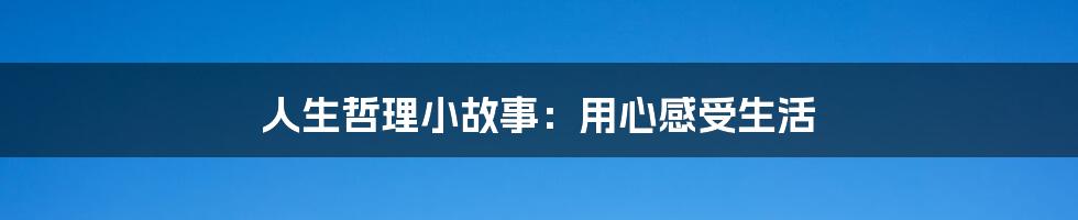 人生哲理小故事：用心感受生活