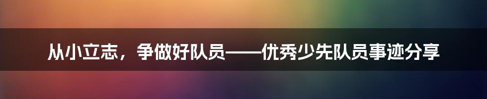 从小立志，争做好队员——优秀少先队员事迹分享