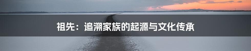 祖先：追溯家族的起源与文化传承