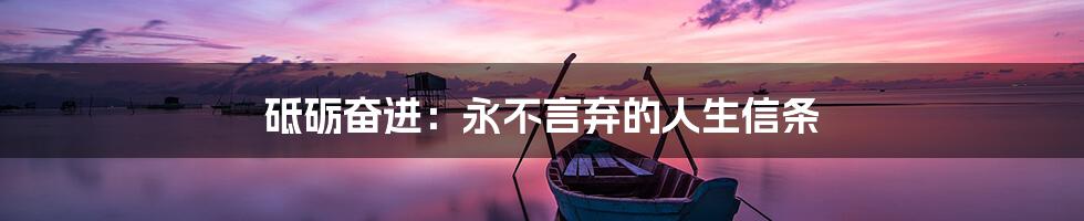 砥砺奋进：永不言弃的人生信条