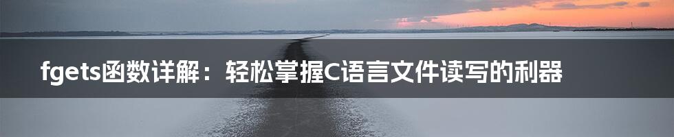 fgets函数详解：轻松掌握C语言文件读写的利器