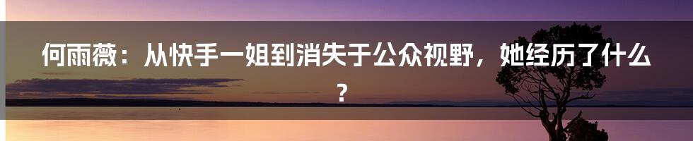 何雨薇：从快手一姐到消失于公众视野，她经历了什么？