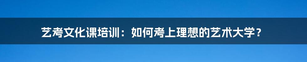 艺考文化课培训：如何考上理想的艺术大学？