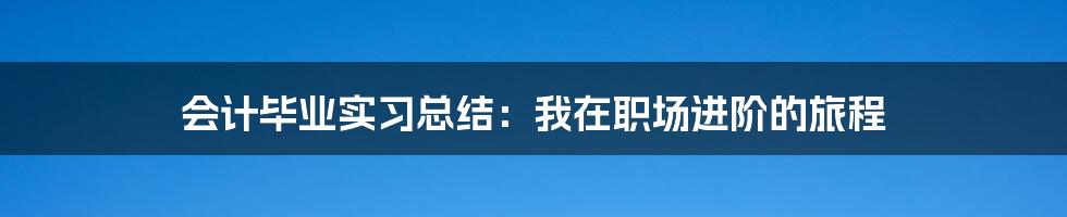 会计毕业实习总结：我在职场进阶的旅程