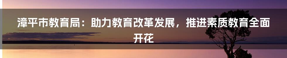 漳平市教育局：助力教育改革发展，推进素质教育全面开花