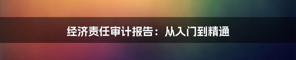 经济责任审计报告：从入门到精通