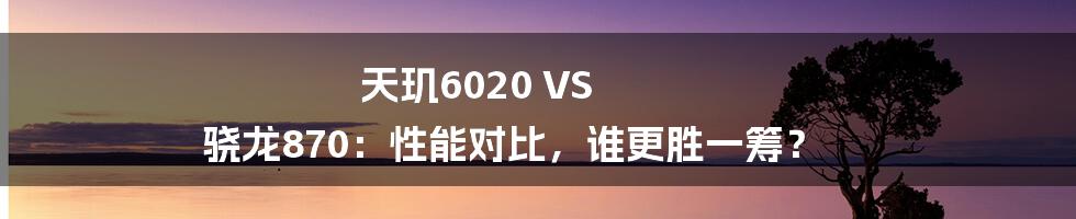 天玑6020 VS 骁龙870：性能对比，谁更胜一筹？